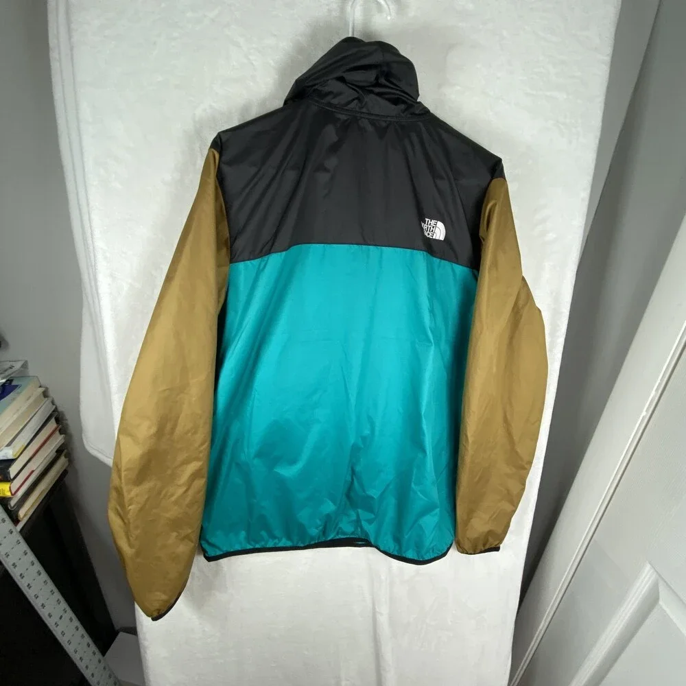 The North Face Windwall Jacket Mens Medium Teal Hooded 1/4 Zip Anorak Pullover